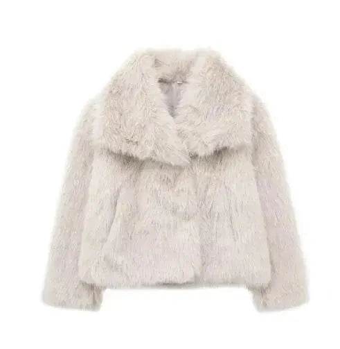 Winter Plush Open front Coat Thick lapel Outwear Faux Fur Coat women - EX-STOCK Canada