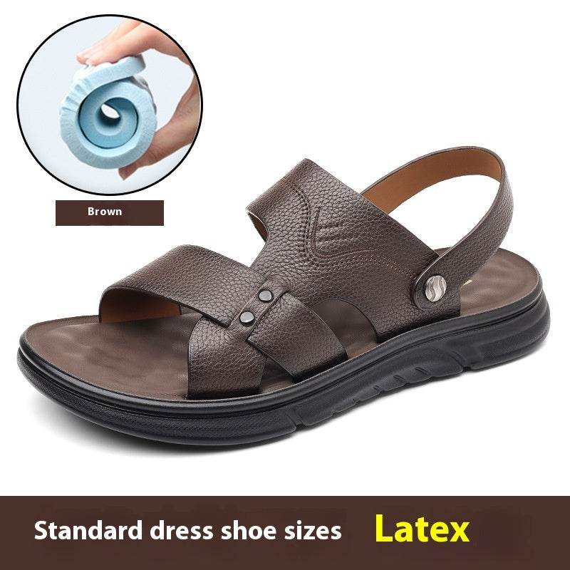 Men's Breathable Genuine Leather Beach Shoes Casual Soft Bottom Middle-aged And Elderly  EX-STOCK CANADA
