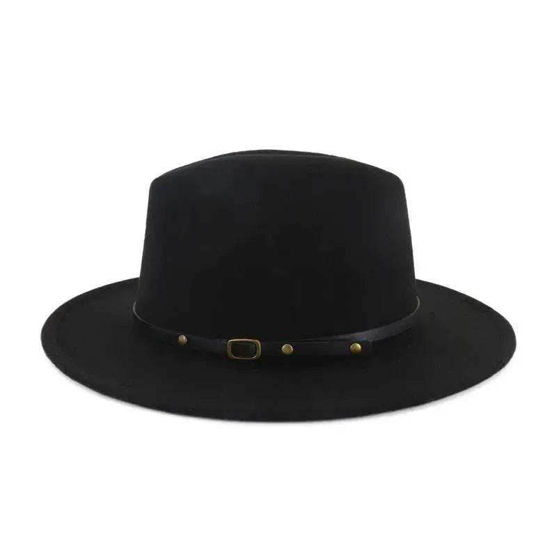 European And American Popular Woolen Top Color Matching Flat Brim Fedora Jazz Hat - EX-STOCK Canada