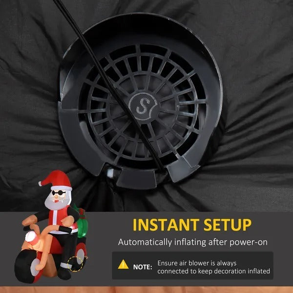 5.5' H Christmas Holiday Yard Inflatable Outdoor, Light Up LED Decoration, Santa Claus Riding A Motorcycle EX-STOCK Canada
