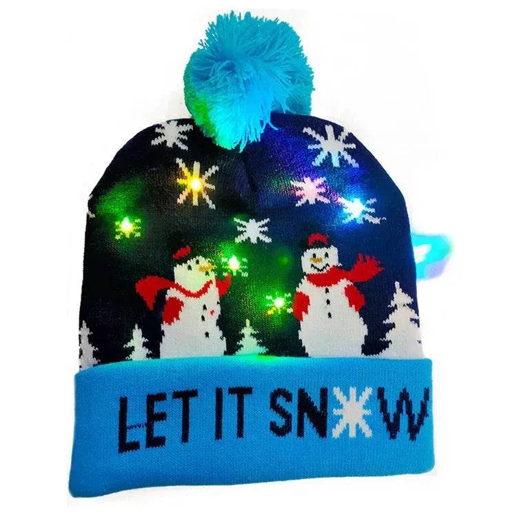 LED Christmas Hat Sweater Knitted Beanie Christmas Light Up Knitted Hat Christmas Gift Kids Xmas New Year Decorations - EX-STOCK Canada