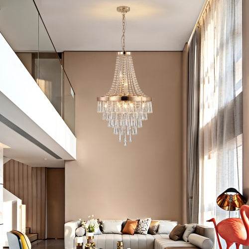 Golden Crystal Chandelier, Large Modern Luxury Chandelier For Living Room, Dining Room, Bedroom, Hallway - Bulb Not Included - EX-STOCK Canada
