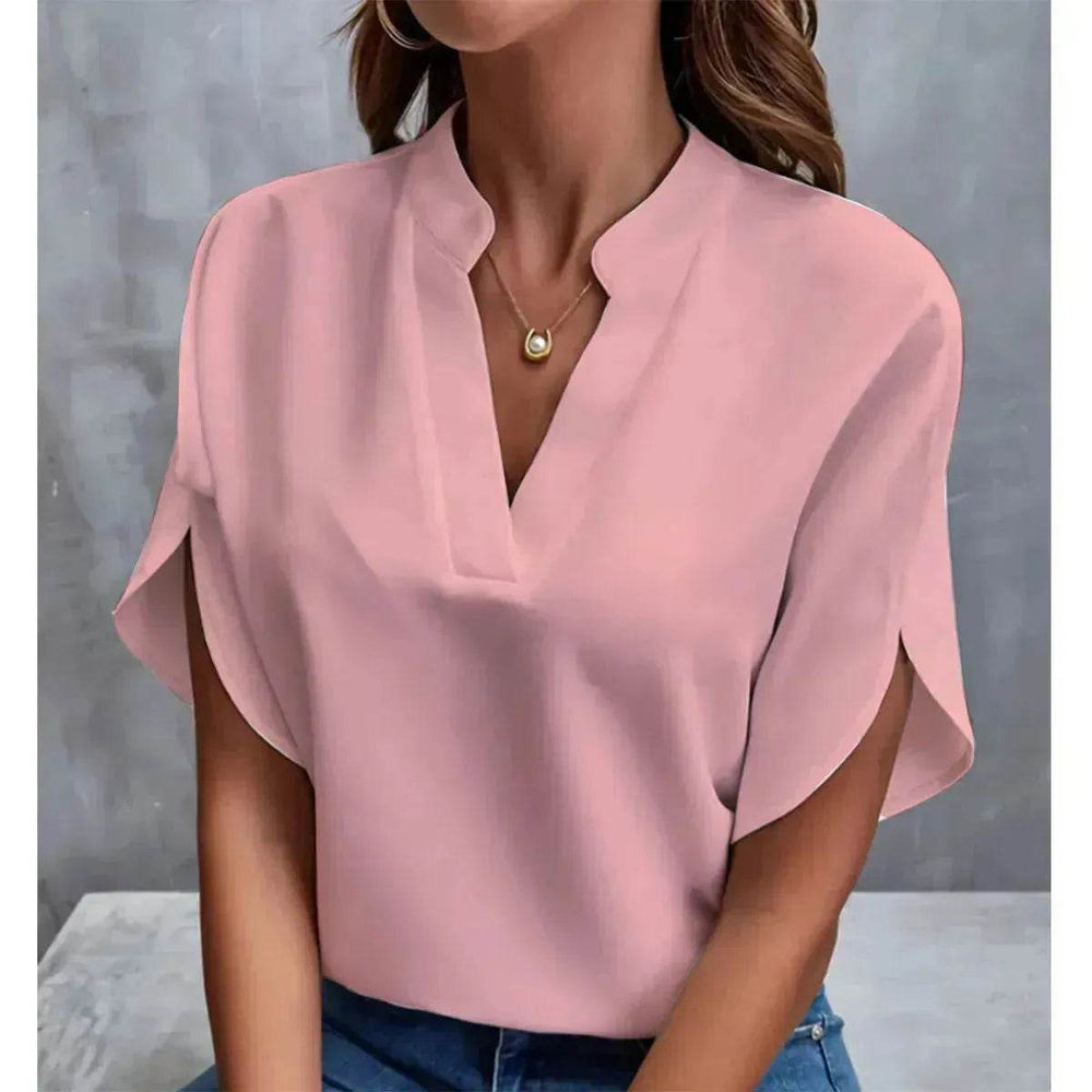 Summer Short-sleeved Chiffon Shirt New V-neck blouse Women's Casual Versatile Clothing Evening Tops for Women - EX-STOCK Canada