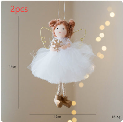 Christmas White Tulle Skirt Golden Wings Angel Girl Pendant EX-STOCK Canada