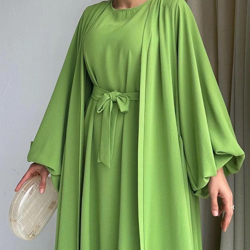 Mode féminine Robe musulmane Manteau ample à laçage et taille ajustée Long EX-STOCK Canada