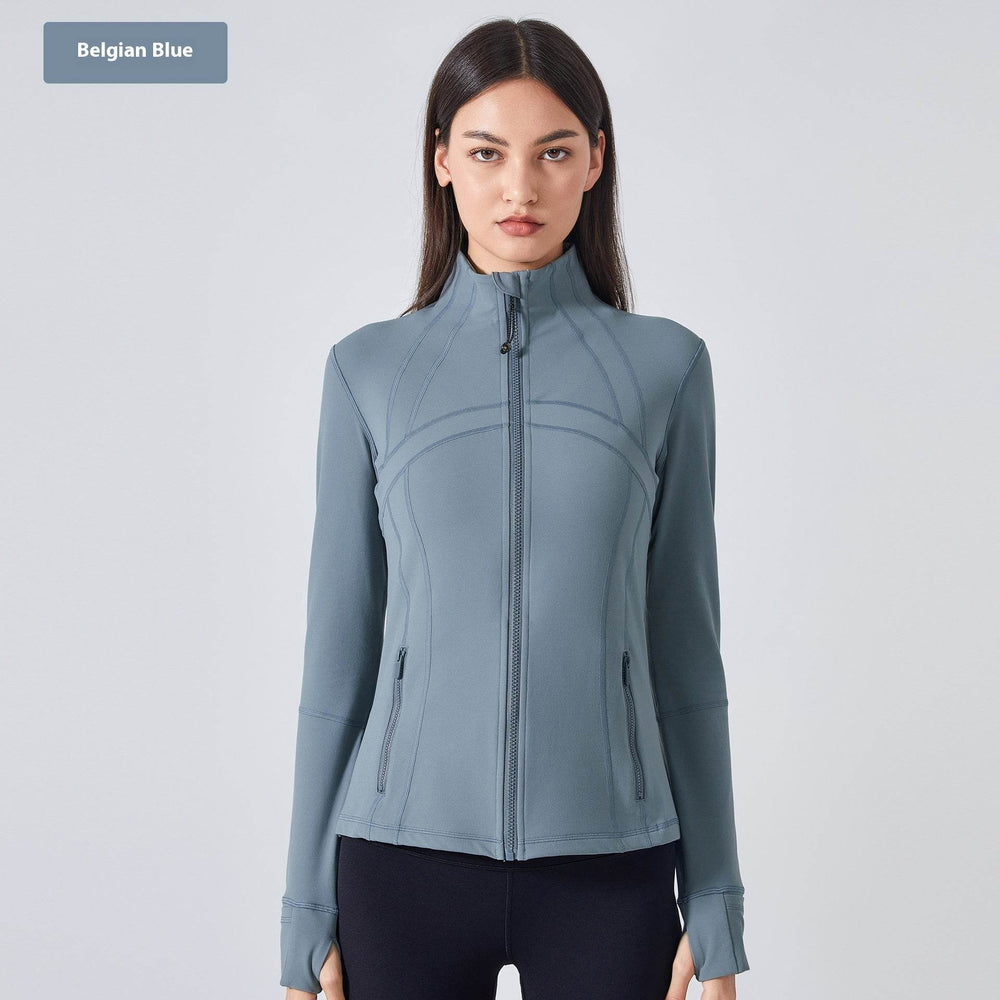 Long Sleeve Workout Tops for Women Halter Neck Zip Up gym top - EX-STOCK Canada