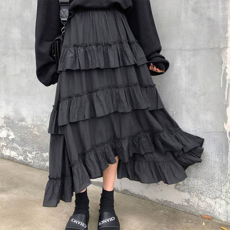 High Waist Layered Cake Skirt Irregular MIDI Long skirt - EX-STOCK Canada