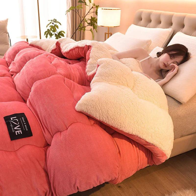 New Thick Lambskin Winter Duvet Insert Double-sided Velvet Lambswool Warm Quilt EX-STOCK Canada