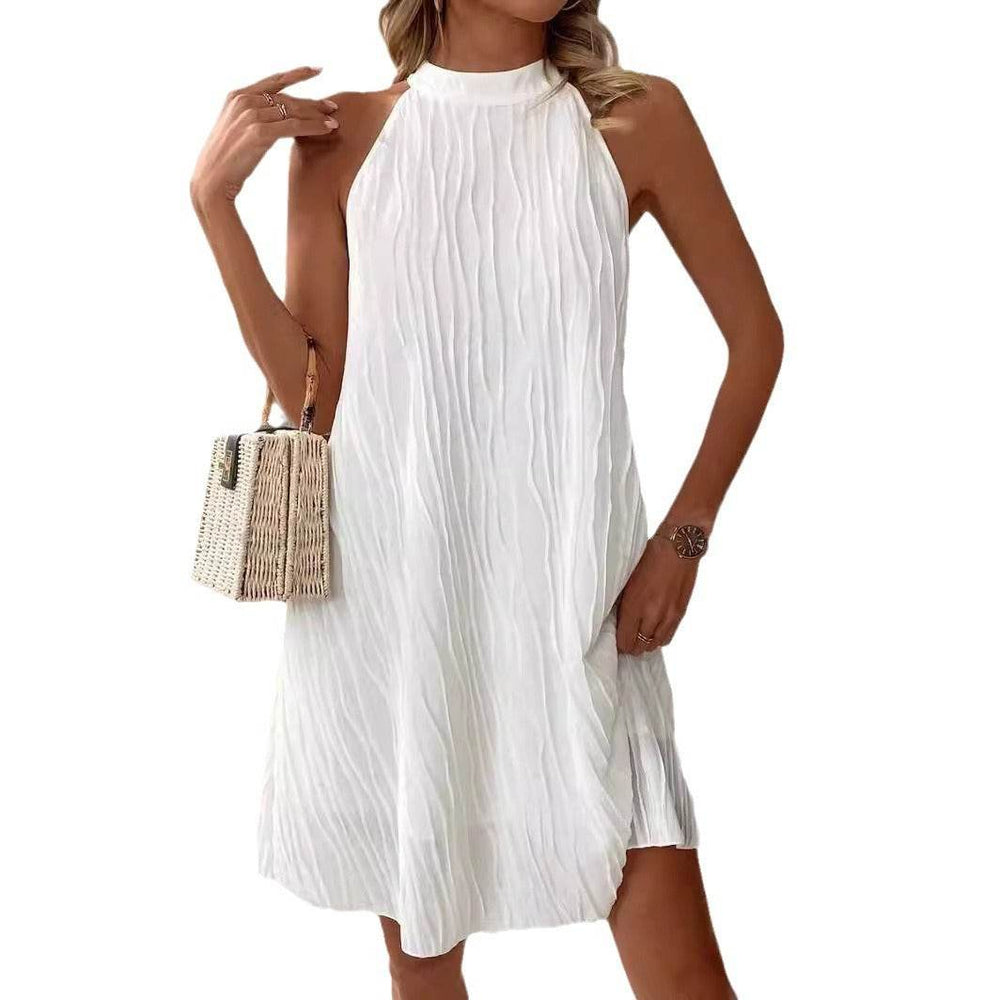 Fashion Dresses For Women Pure Color Halter Backless Dress - EX-STOCK Canada