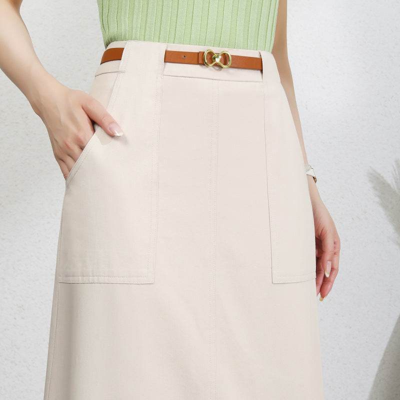 A- Line Temperament Women's Professional Formal Office Work Back Slit Midi business Skirt - EX-STOCK Canada