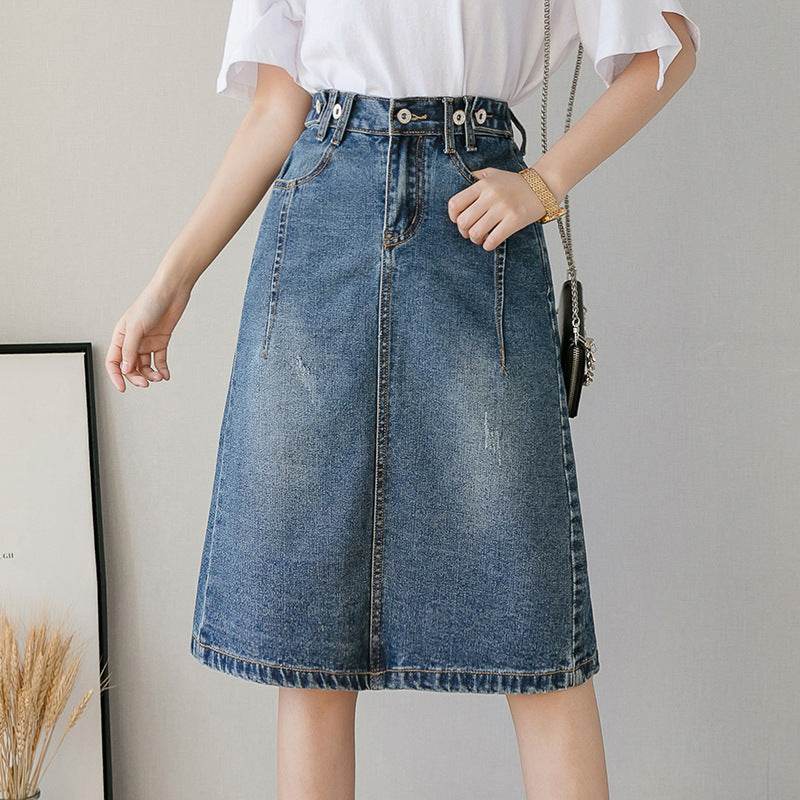 Summer Design Denim Skirt Mid-length Jeans Skirt - EX-STOCK Canada