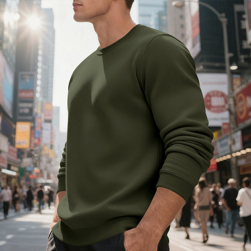 Fleece-lined Crew Neck Sweater Male Loose Casual Top EX-STOCK Canada