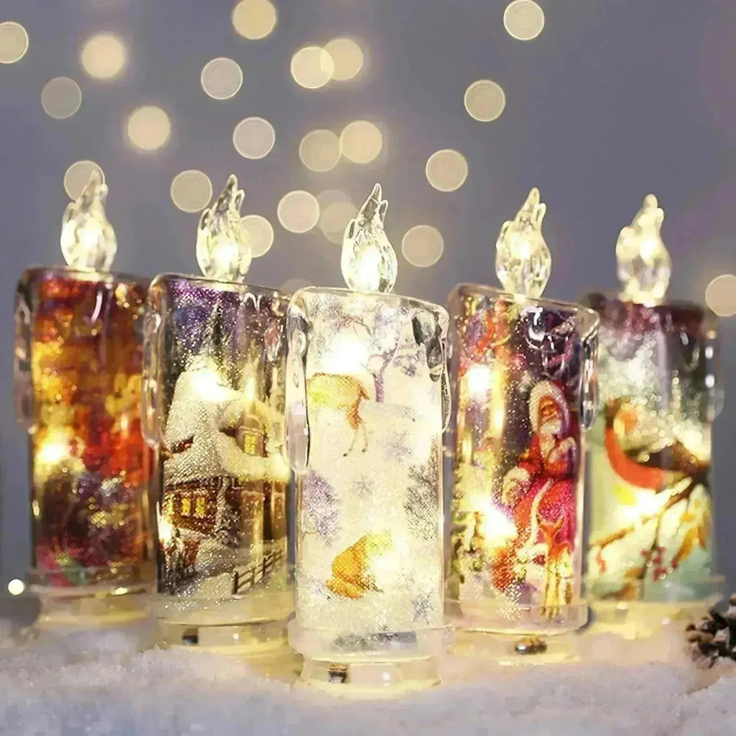 Christmas transparent transparent des bougies sans flammes cadeaux décoratifs