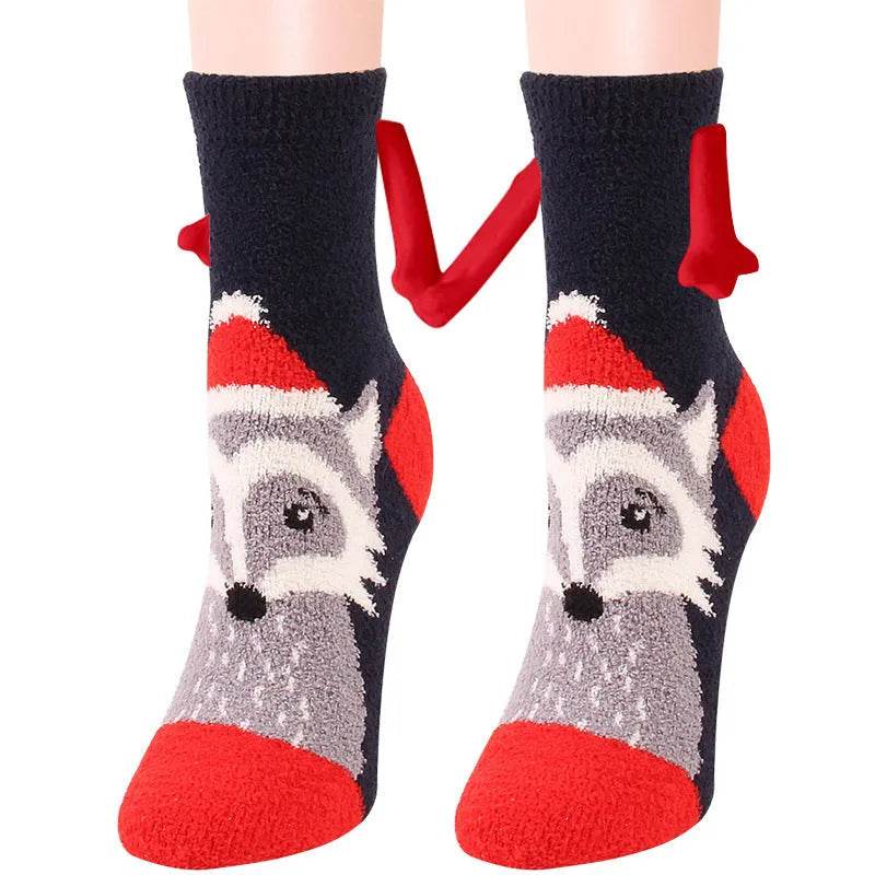 Soft Carton Christmas-themed Fleece Winter Home socks for Women - EX-STOCK Canada