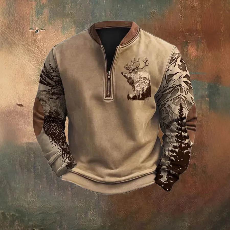Men Polo Half Zipper Sweatshirt Men's 3D Printing Pullover top - EX-STOCK Canada