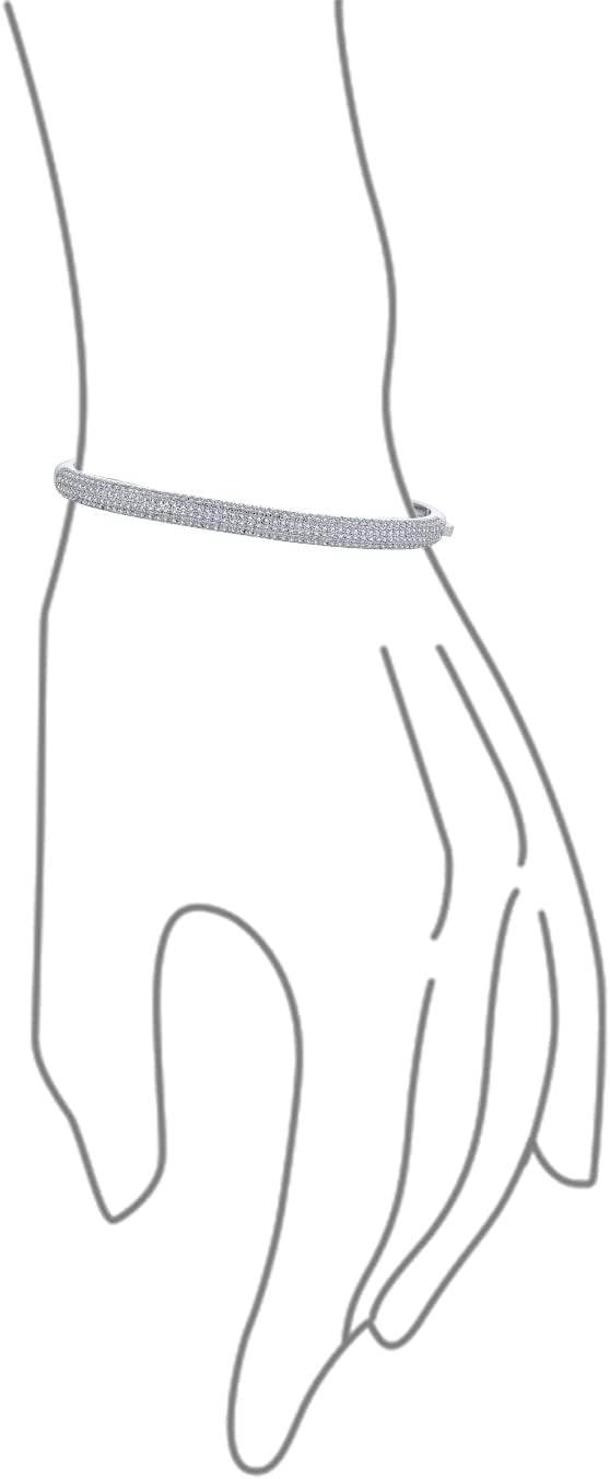 Classic Fashion Bridal Pave AAA Cubic Zirconia Princess Cut CZ Eternity Tennis Stackable Bangle Bracelet For Women, Prom, Wedding Silver Plated 7-7.5 Inch - EX-STOCK Canada