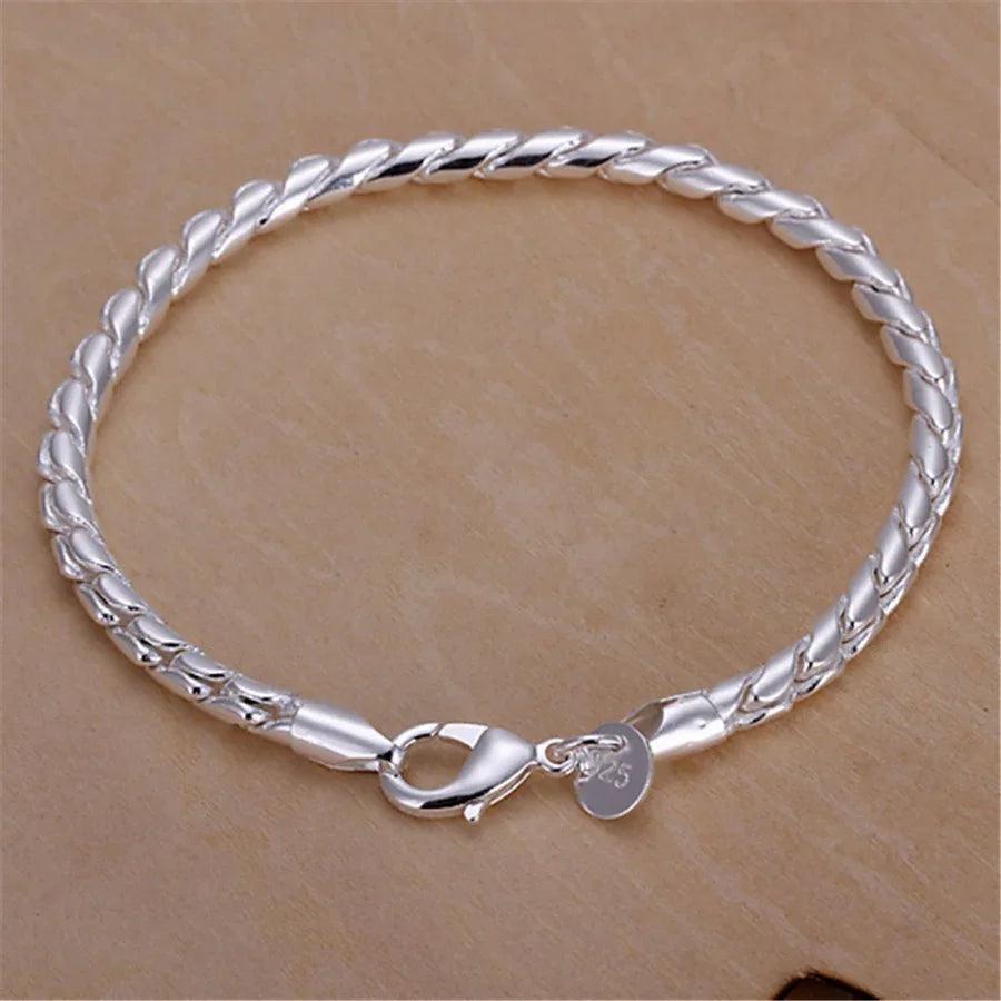 Bracelet serpent rond solide à la mode plaqué argent 925EX-STOCK Canada