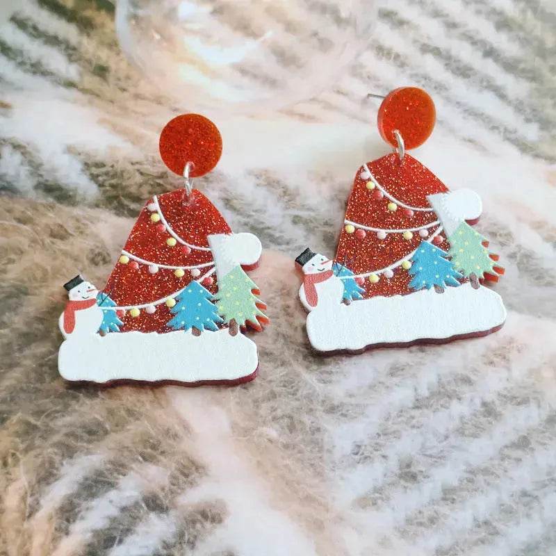 Sweet Christmas Tree Earrings With Rhinestones New Fashion Christmas Acrylic Earrings Women's Jewelry - EX-STOCK Canada