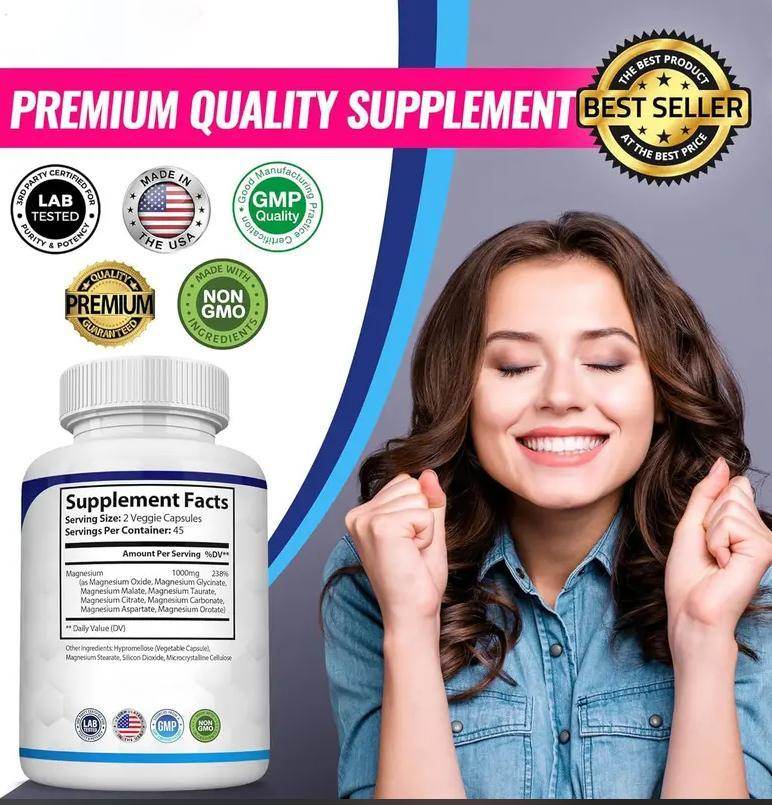 Magnesium Complex Supplement With Multiple Elemental Magnesium 90 Capsules - EX-STOCK Canada