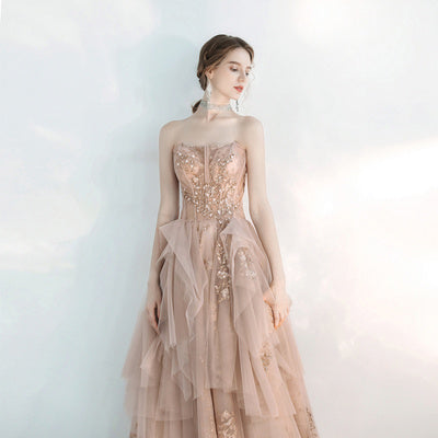 Toast Dress Female Wedding Bridesmaids Breast Wipe Long Skirt Dinner Annual Meeting Host EX-STOCK Canada