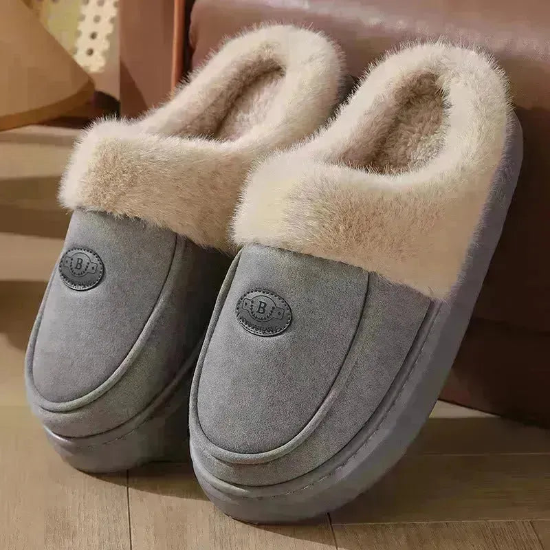 Pantres de peluche d'hiver pour hommes décontractés en daim chaud des chaussures de maison en daim intérieure sans glissement de chambre à coucher