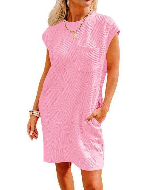 Summer Round-neck Short-sleeve Dress With Pockets Fashion Casual Loose Sports Dresses For Women Clothing - EX-STOCK Canada
