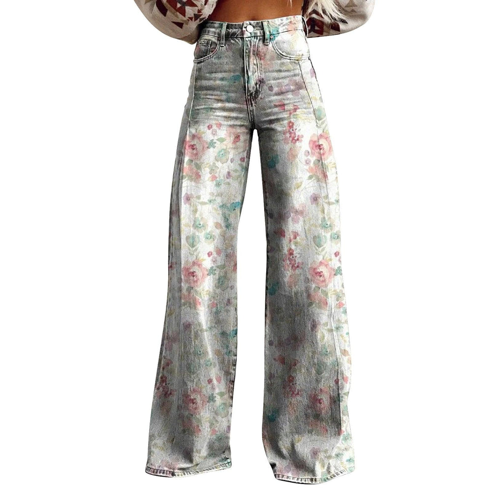 American And European-style Womens Flared Denim Jeans Made From Pure Cotton