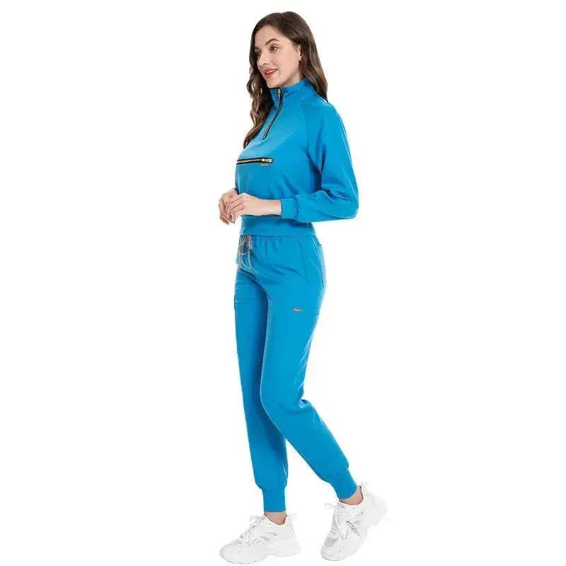 Leisure Jogging Surgical Gown Split Hospital Surgical Gown Stretch Nurse Suit - EX-STOCK Canada