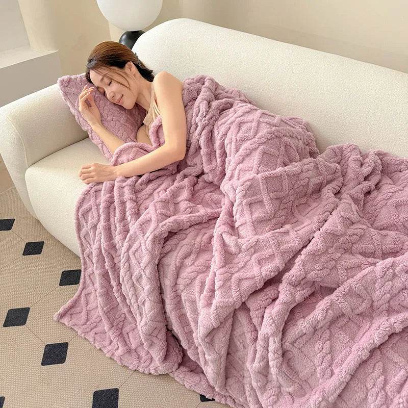 Single-layer Double-sided Tower Velvet Sofa Cover Soft Winter Blanket - EX-STOCK Canada