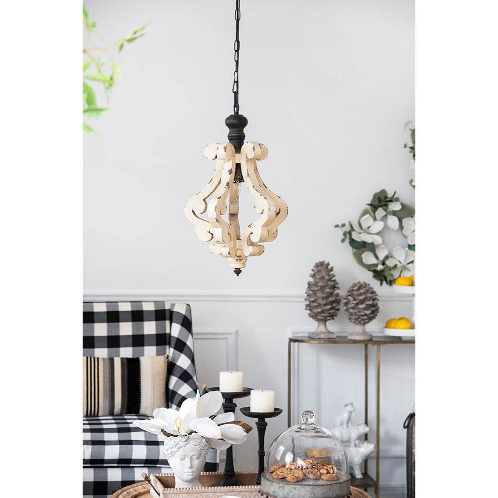 Farmhouse Chandelier, Dilapidated White Chandelier French Country Wood Chandelier For Living Room Foyer, Bulb Not Included - EX-STOCK Canada