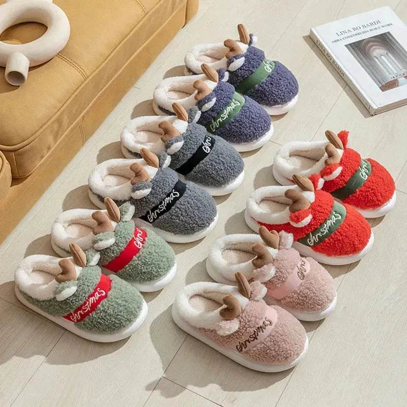 Christmas Shoes Winter Home Slippers Elk Soft Cozy Bedroom Slipper Slip On House Shoes - EX-STOCK Canada