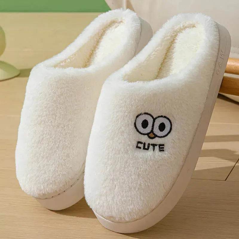 Cute Cartoon Big-eyes Slippers For Couples Winter Warm Non-slip Floor Bedroom Slipper Home Men And Women House Shoes - EX-STOCK Canada
