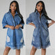 Women's Fashion 3/4 sleeve Mid Length loose Denim Jeans Dress - EX-STOCK Canada