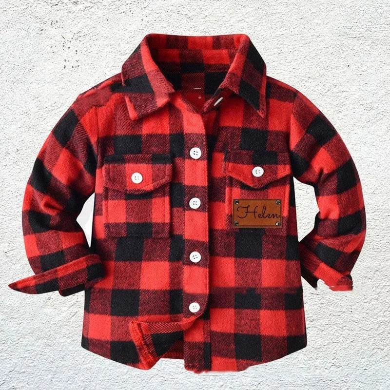 Baby Boy Cashmere Flannel Checkered button Shirt jacket kids - EX-STOCK Canada