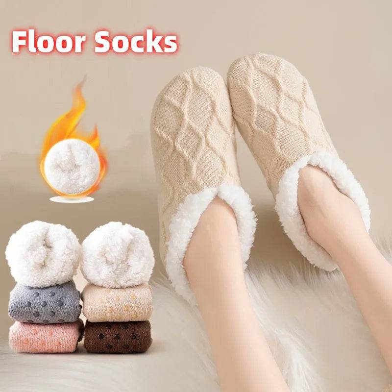 Winter Warm Short Cotton Slipper Socks Unisex Thicken Thermal Plush Home Floor Sock Soft Non-slip Grip Fuzzy Floor Fluffy Socks - EX-STOCK CANADA