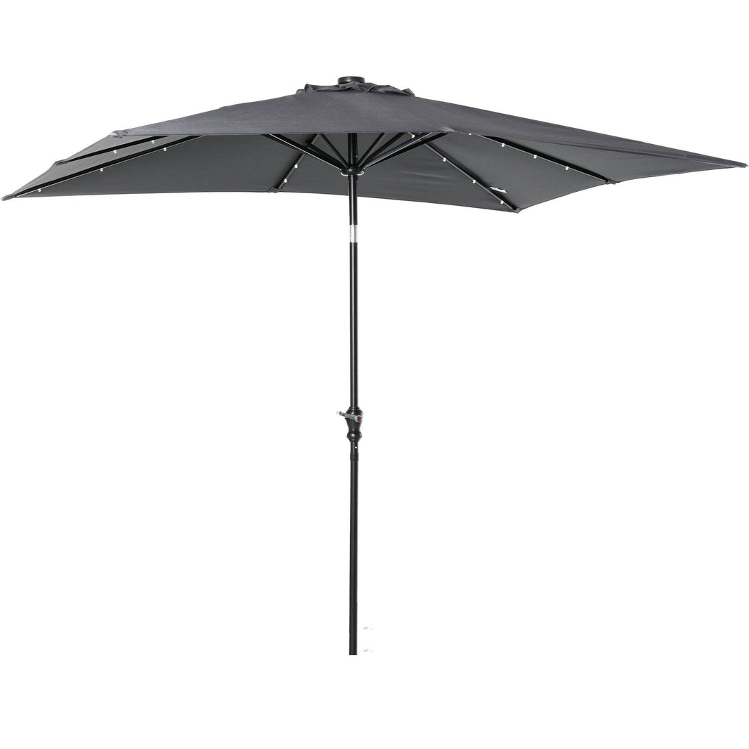 9 X 7 Ft Patio Umbrella Outdoor Table Market With Crank Solar LED Lights Tilt Button For Deck Dark Gray - EX-STOCK Canada