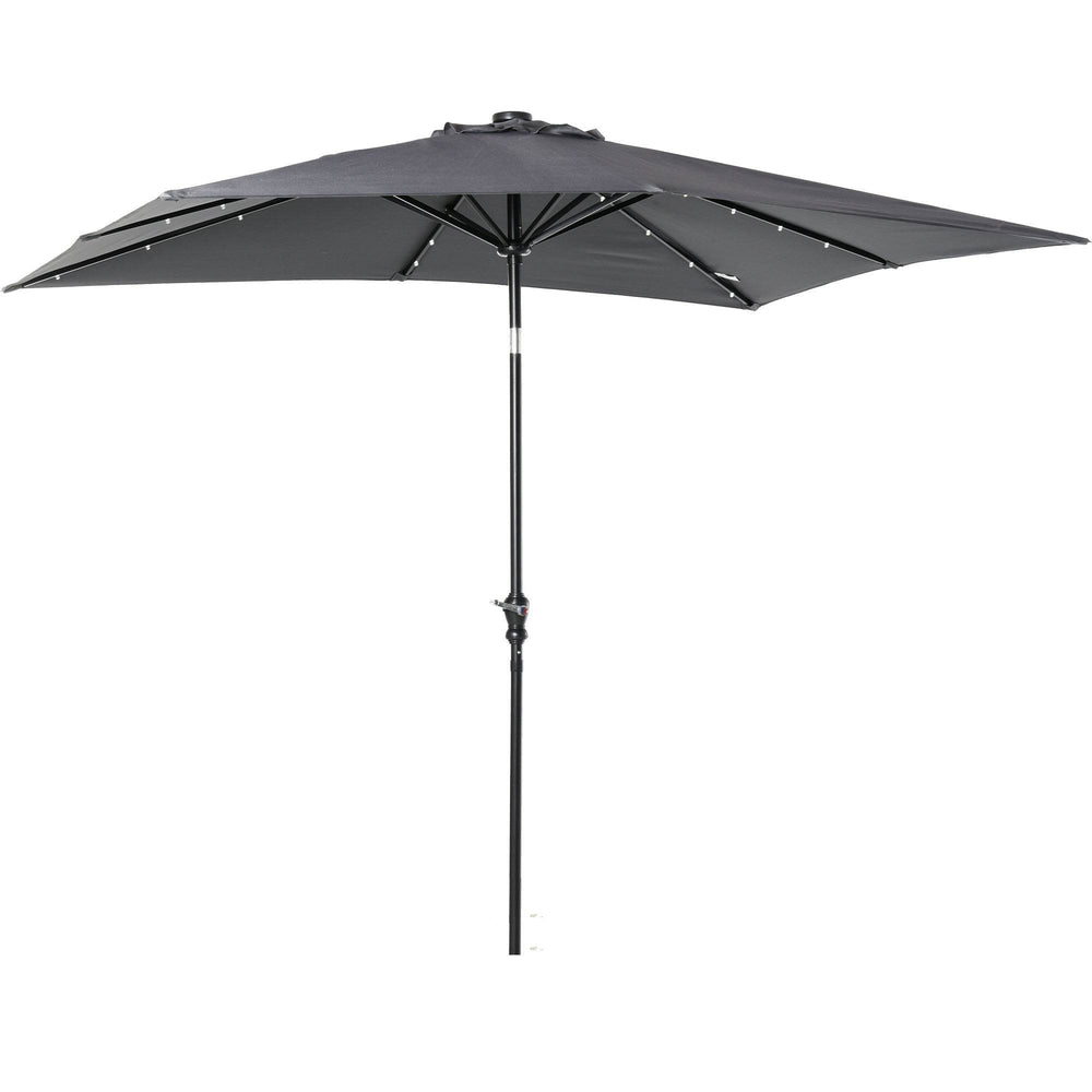 9 X 7 Ft Patio Umbrella Outdoor Table Market With Crank Solar LED Lights Tilt Button For Deck Dark Gray - EX-STOCK Canada