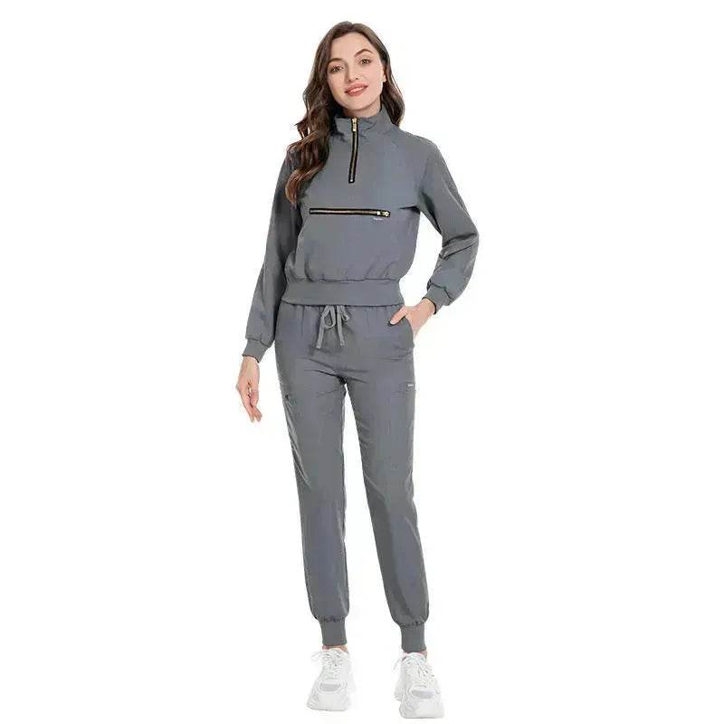 Leisure Jogging Surgical Gown Split Hospital Surgical Gown Stretch Nurse Suit - EX-STOCK Canada