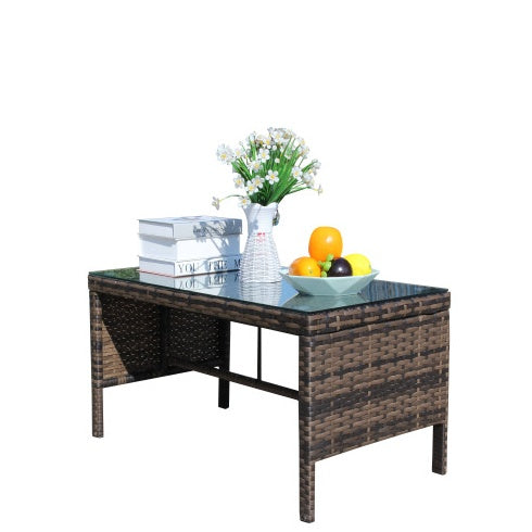 Mobilier de patio extérieur 1 table basse avec verre trempé transparentEX-STOCK Canada