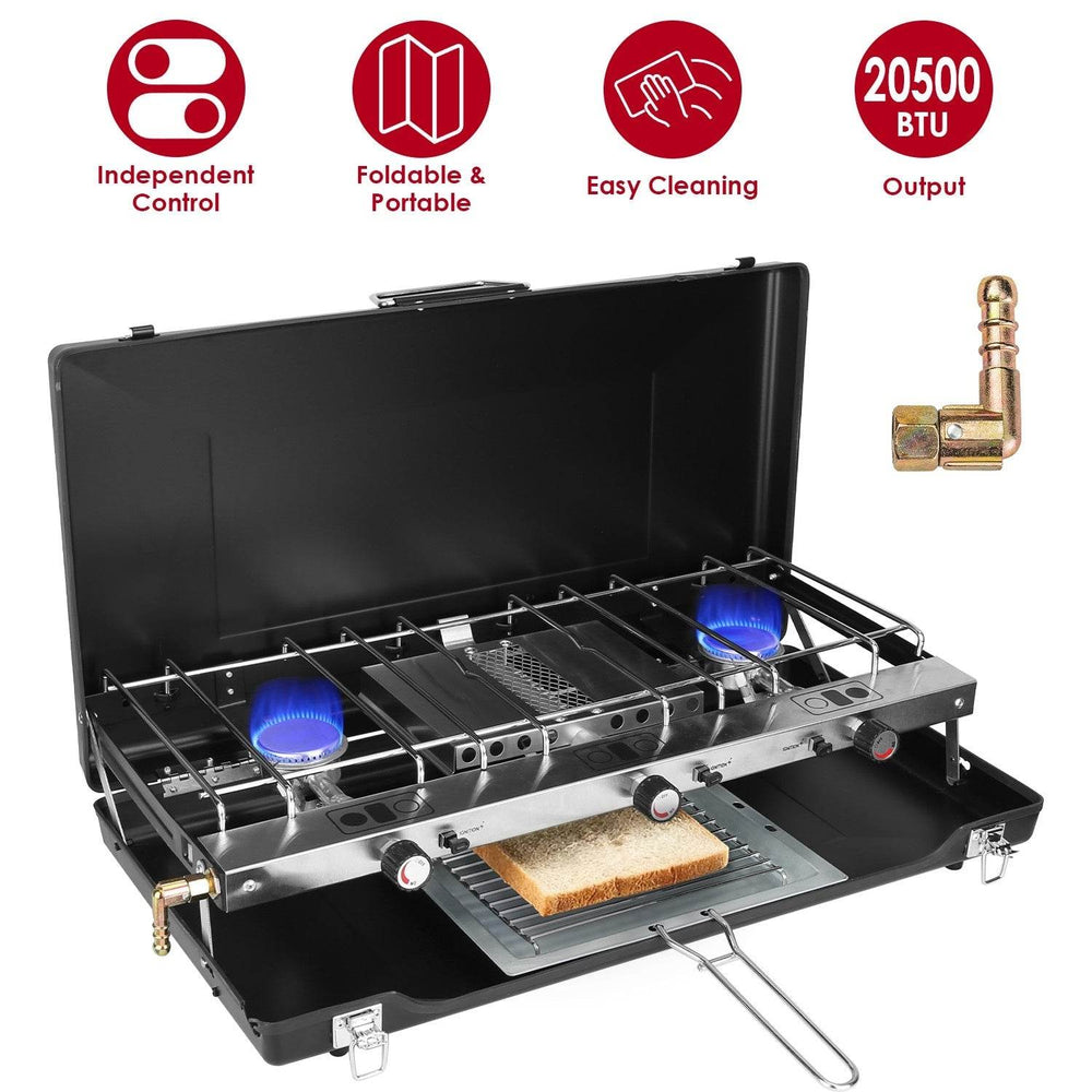 Portable 2 burner Gas Stove propane range camping gas outdoor stove burner - EX-STOCK Canada