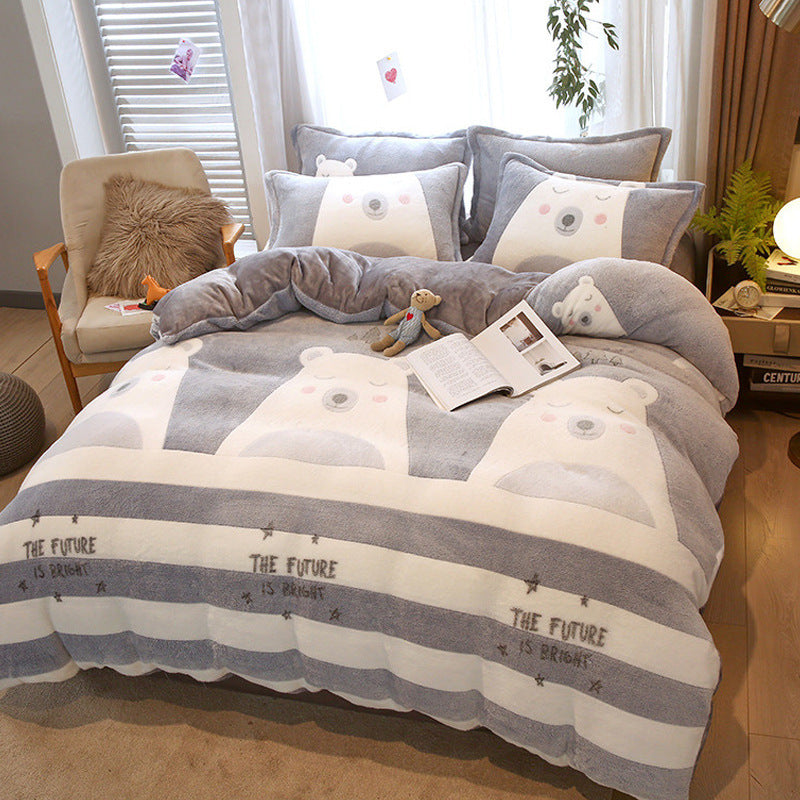 Ensemble de couette en lait simple épaissi housse de couette double faceEX-STOCK Canada