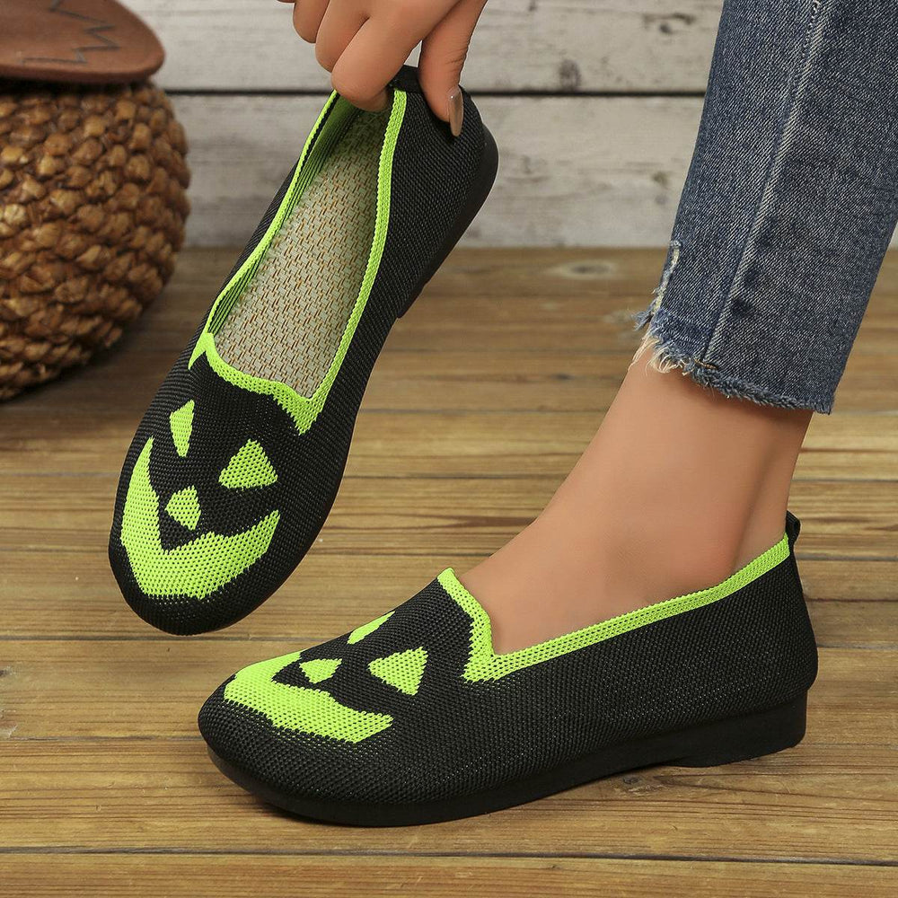 Women's Halloween Pumpkin Printed Breathable Flying Woven Shoes - EX-STOCK Canada