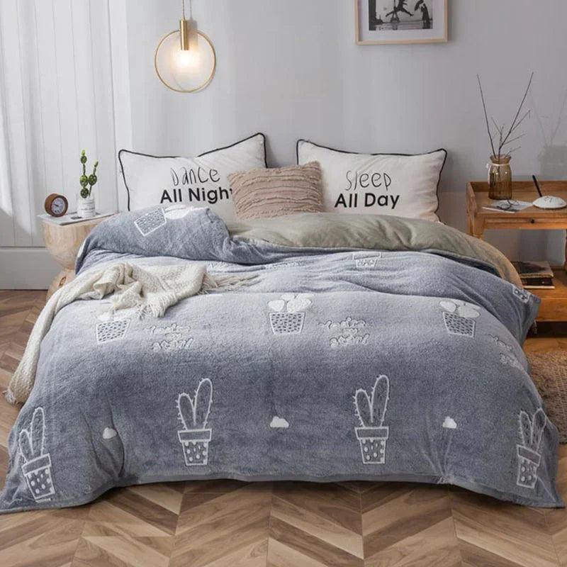 Plush Thick Snowflake Duvet Cover Single Piece Flannel EX-STOCK Canada