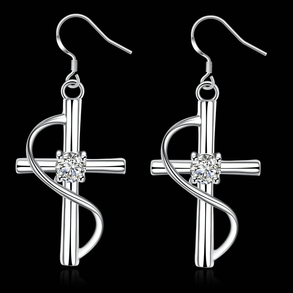 New Cross-border Popular Elongated Silver Dangling drop Earrings - EX-STOCK Canada