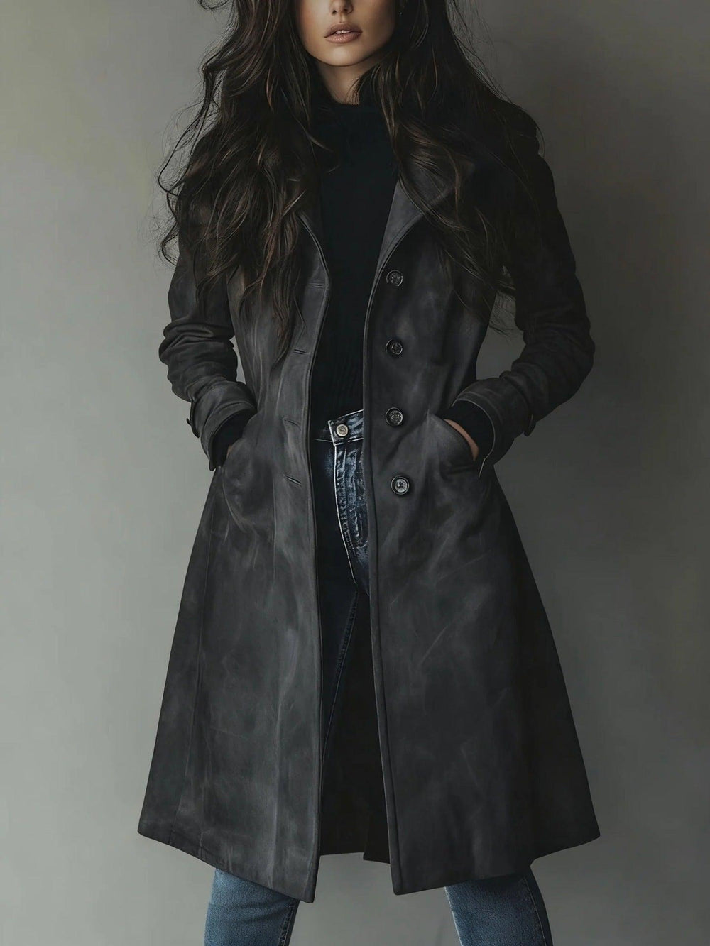 Abrigo largo estilo occidental para mujer para otoño e inviernoEX-STOCK Canada