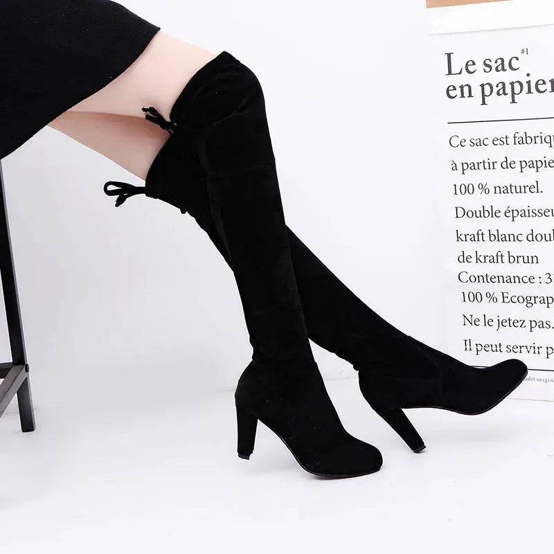 Black Knee High Boots For Women Shoes High Heel Long Boots - EX-STOCK Canada