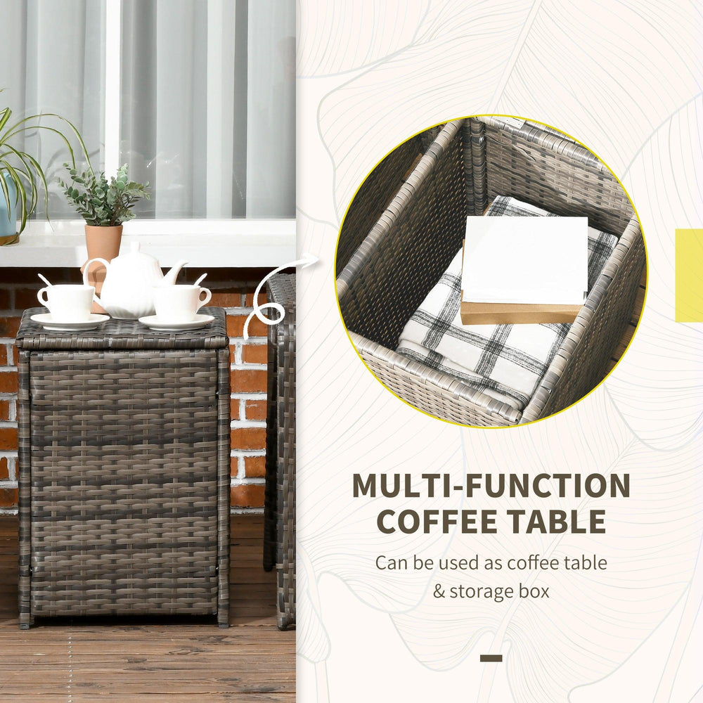 3 Piece Patio Furniture, PE Wicker Storage Table & Chairs, Beige EX-STOCK Canada
