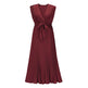 Maxi Dresses For Women - Elegant V Neck Ruffled Sleeves Empire Waist Pleated Flowy Dress - EX-STOCK Canada