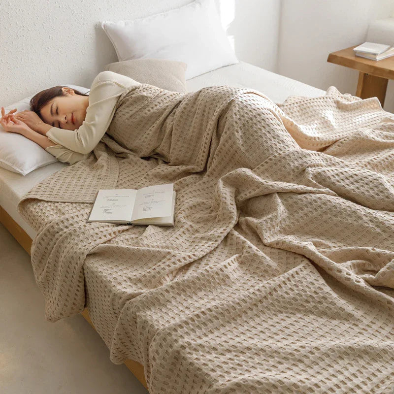 Waffle Cotton Yarn Air Conditioner Summer Cooling Duvet Solid Color Dormitory Comforter EX-STOCK Canada