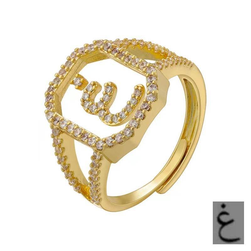 Fashion Micro Inlaid Zircon Arab Letters Ring for women - EX-STOCK Canada